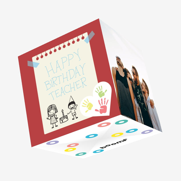 Cute Drawing Happy Birthday Confetti-exploding Greetings Card