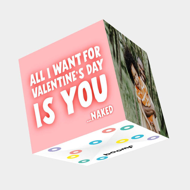 All I Want For Valentine's Day Is You Bomb 3D Cube Card