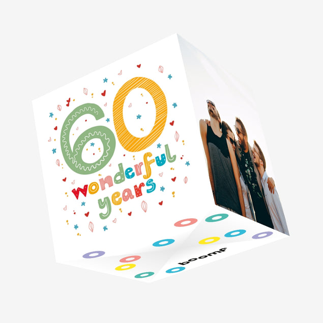 60 Wonderful Years Wedding Anniversary Confetti-exploding Greetings Card