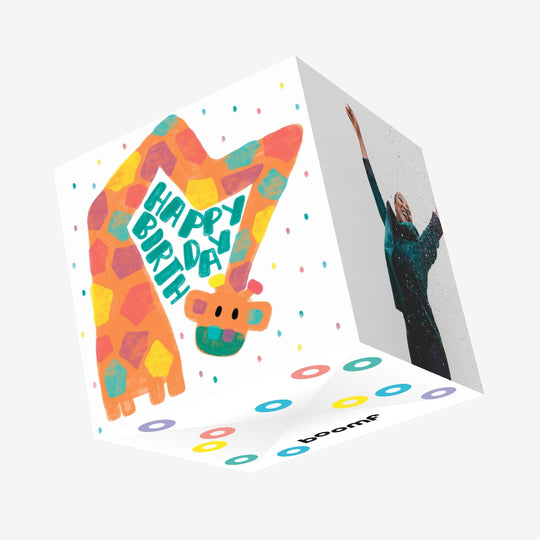 Happy Birthday Giraffe Confetti-exploding Greetings Card