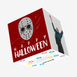 Creepy Mask Happy Halloween Confetti-exploding Greetings Card