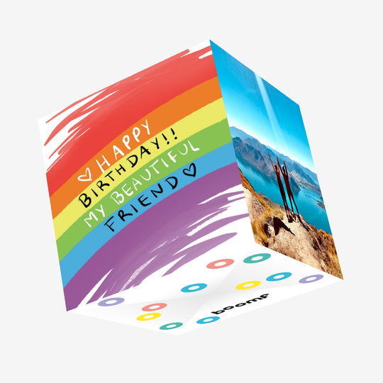 Happy Birthday My Beautiful Friend Pride Confetti-exploding Greetings Card