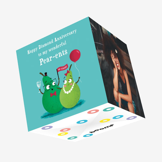 Pear-ents Funny Pears Diamond Anniversary Confetti-exploding Greetings Card