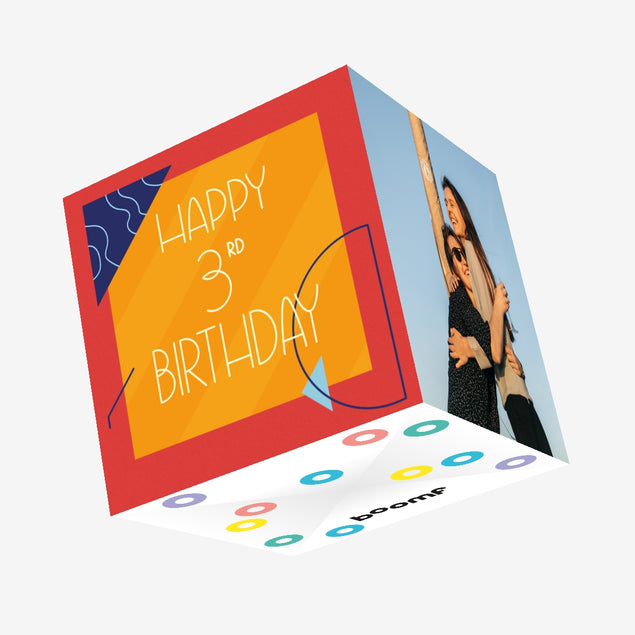 Happy 3rd Birthday Confetti-exploding Greetings Card
