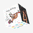 Happy Birthday Daughter Sloth With A Flower Bouquet Hanging On A Tree Confetti-exploding Greetings Card