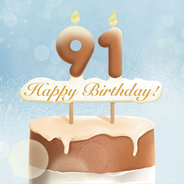 91st Happy Birthday Cake Card