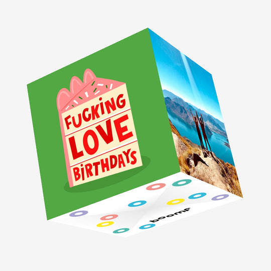 Pink Cake Fucking Love Birthdays Confetti-exploding Greetings Card