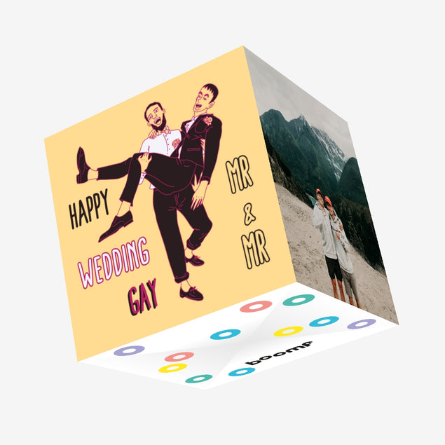 Happy Wedding Gay Mr & Mr Confetti-exploding Greetings Card