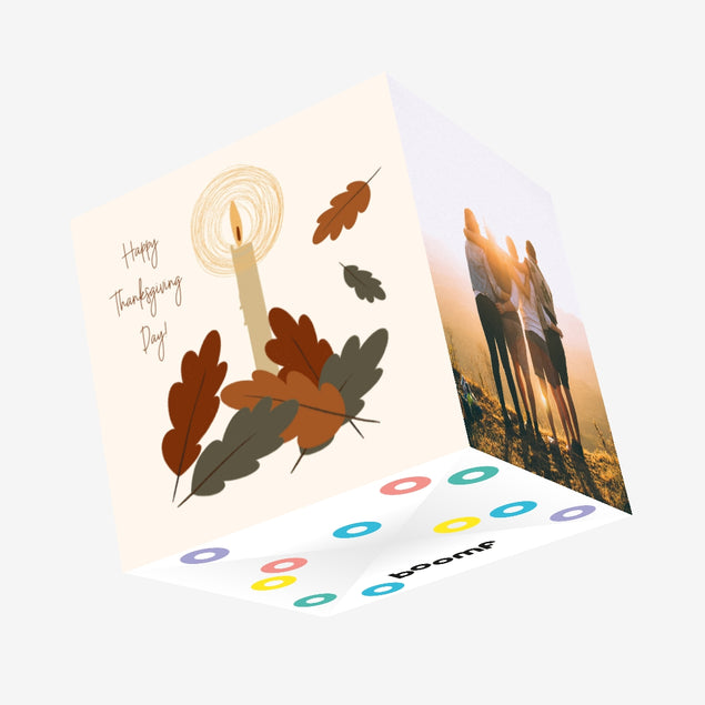 Autumn Leaves Happy Thanksgiving Day Confetti-exploding Greetings Card