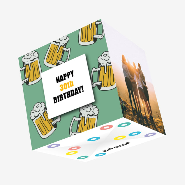 Beer Pints Happy 30th Birthday Confetti Exploding Greetings Card Boomf