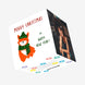 Merry Christmas Cute Fox Wearing Green Hat And Scarf Confetti-exploding Greetings Card