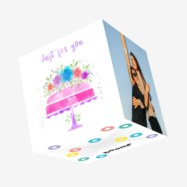 Watercolour Flowers Happy Birthday Confetti-exploding Greetings Card