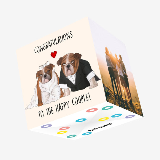 Bulldog Happy Couple Confetti-exploding Greetings Card