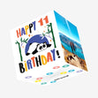 Cute Lovely Panda Happy 11th Birthday Confetti-exploding Greetings Card