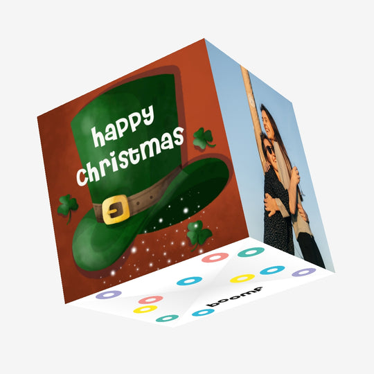 Irish Lucky Hat Merry Christmas Confetti-exploding Greetings Card