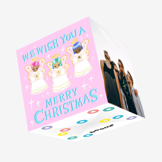 Merry Christmas Cute Little Angels Confetti-exploding Greetings Card