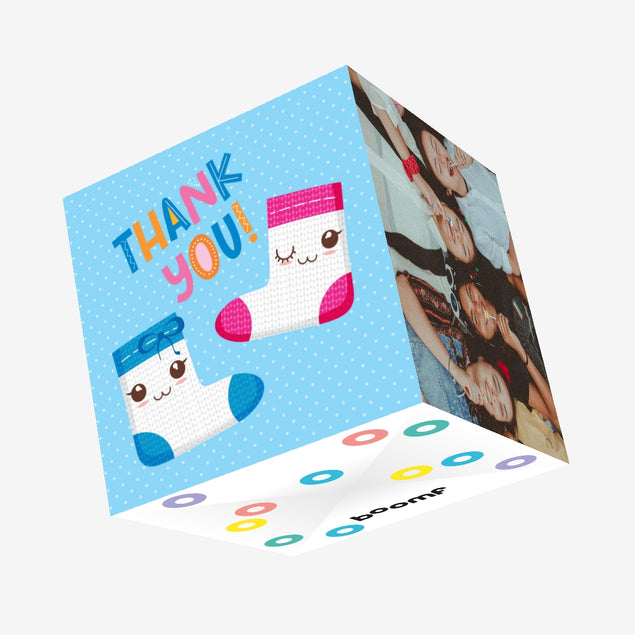 New Baby Cute Socks Thank You Confetti-exploding Greetings Card