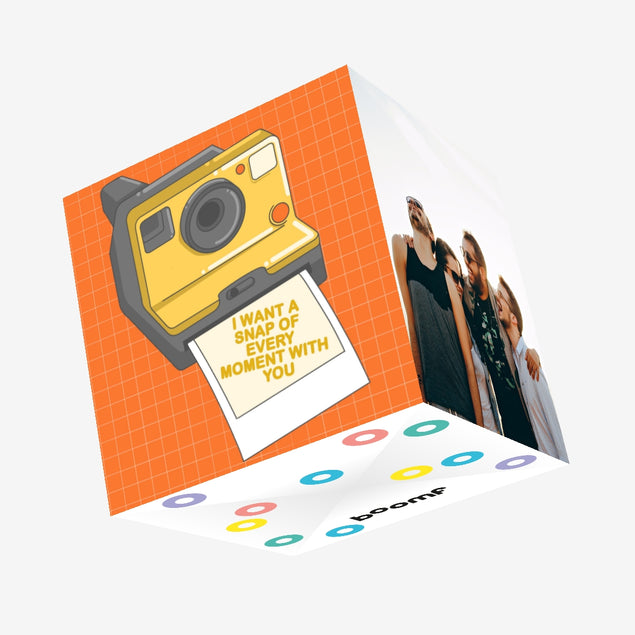 I Want A Snap With You Yellow Retro Camera Confetti-exploding Greetings Card
