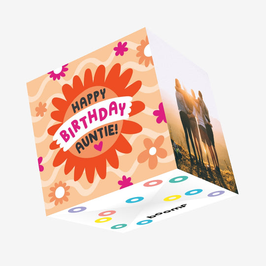 Happy Birthday Auntie Beautiful Flowers Confetti-exploding Greetings Card