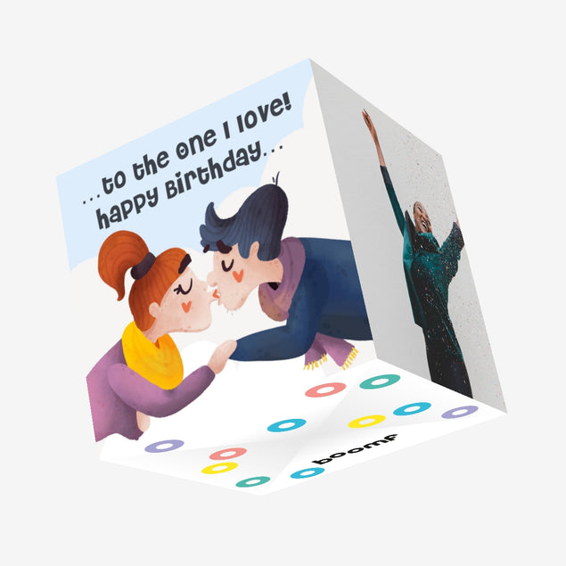 Happy Birthday To The One I Love Kissing Couple Confetti-exploding Greetings Card