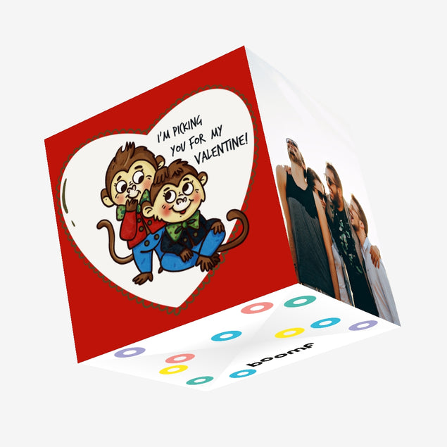 Cute Vintage Monkeys Valentine's Day Confetti-exploding Greetings Card