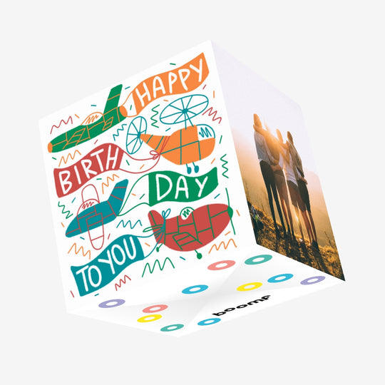 Happy Birthday Colourful Planes Confetti-exploding Greetings Card
