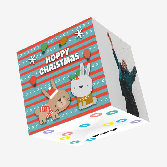Hoppy Christmas Rabbit Confetti-exploding Greetings Card