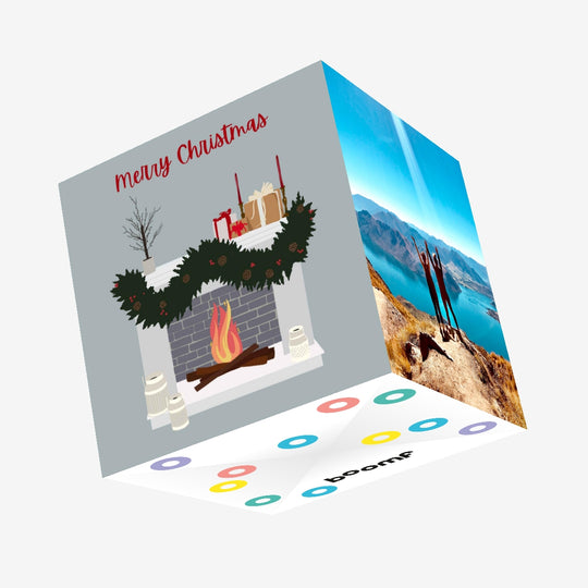 Festive Fireplace Christmas Confetti-exploding Greetings Card