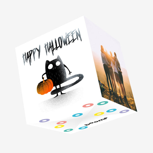 Black Cat Happy Halloween Confetti-exploding Greetings Card