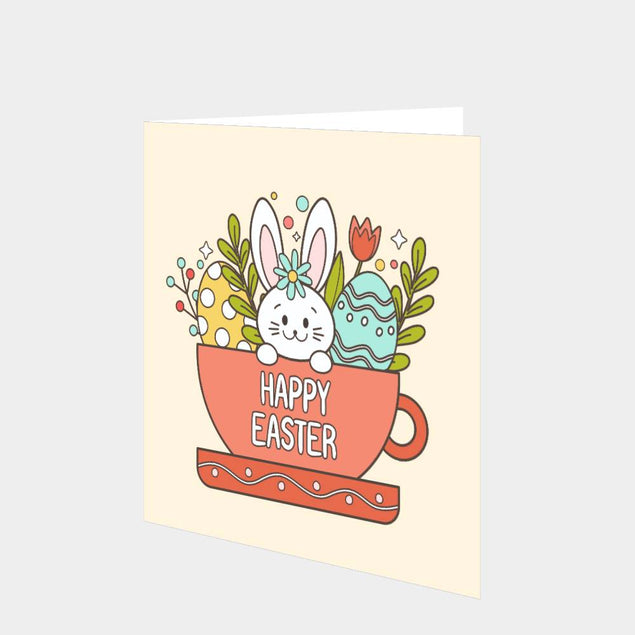 Bunny Tea Cup Easter Card