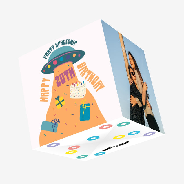 Party Spaceship Happy 20th Birthday Confetti-exploding Greetings Card