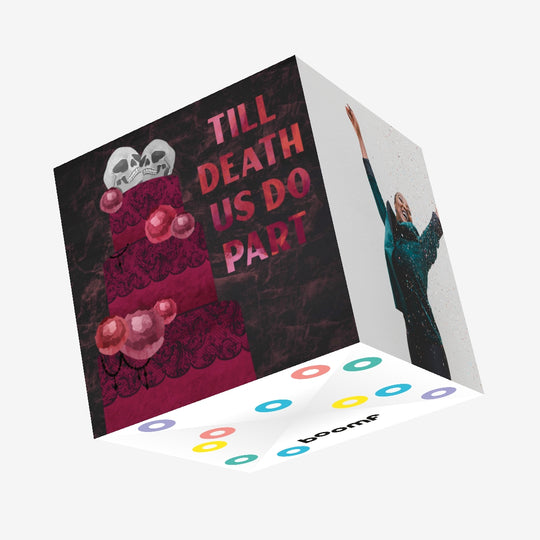 Wedding Day Till Death Us Do Part Giant Cake With Skulls Confetti-exploding Greetings Card