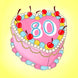 80 Birthday Cake Card