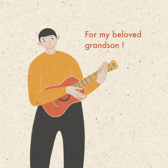 For My Beloved Grandson Guitar Card
