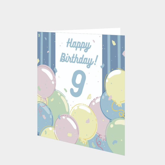 Happy 9th Birthday Balloons Card – Boomf