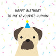 Happy Birthday To My Favourite Human Pug Card