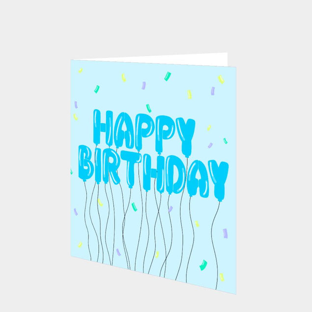 Happy Birthday Balloons Blue Card