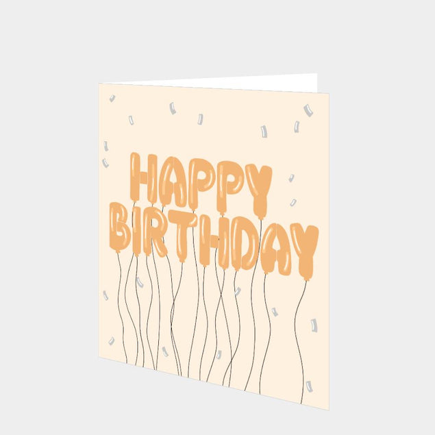 Happy Birthday Balloons Gold Card