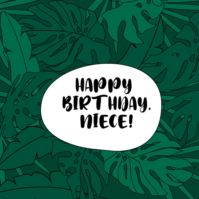 Happy Birthday Niece Green Tropical Leaves