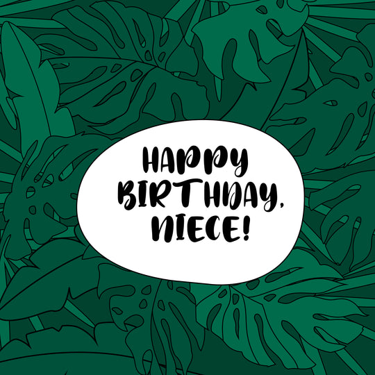Happy Birthday Niece Green Tropical Leaves