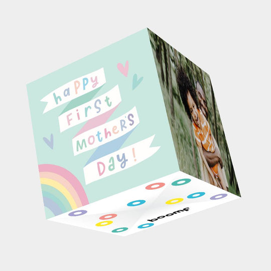 Happy First Mother's Day! Bomb 3D Cube Card