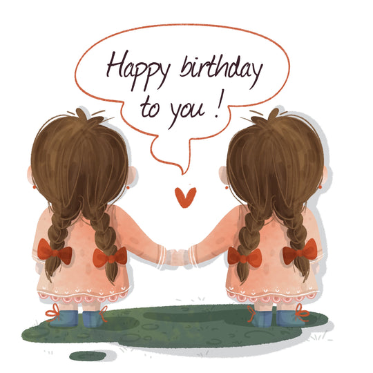 Twin Sisters Happy Birthday Card