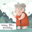 Happy 70th Birthday Mum Elderly Lady And Butterflies