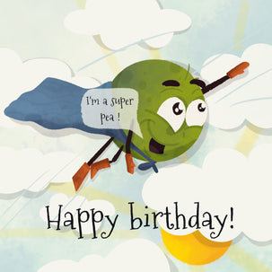 Super Pea Happy Birthday Card Seo_Peas