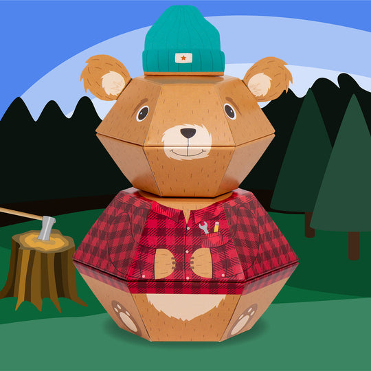 Lumberjack Bear Personalised 3D Pop-up Confetti Wild Card
