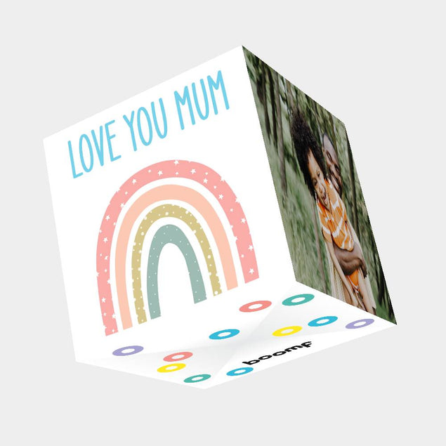 Love You Mum Rainbow Bomb 3D Cube Card