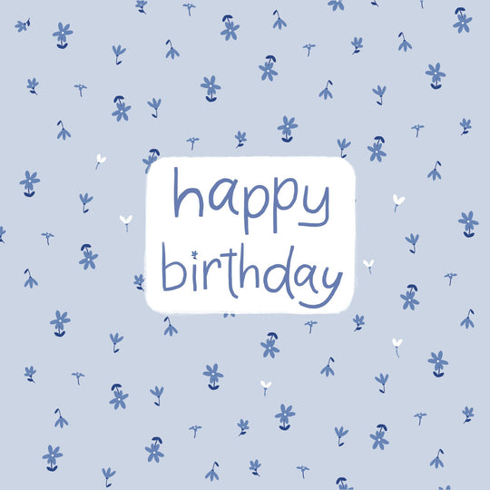 Happy Birthday Tiny Blue Flowers Card