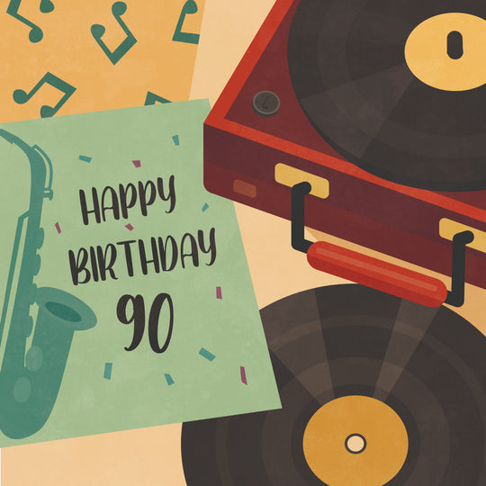 90th Birthday Vinyl Record Card