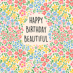 Happy Birthday Beautiful Colourful Flowers Card