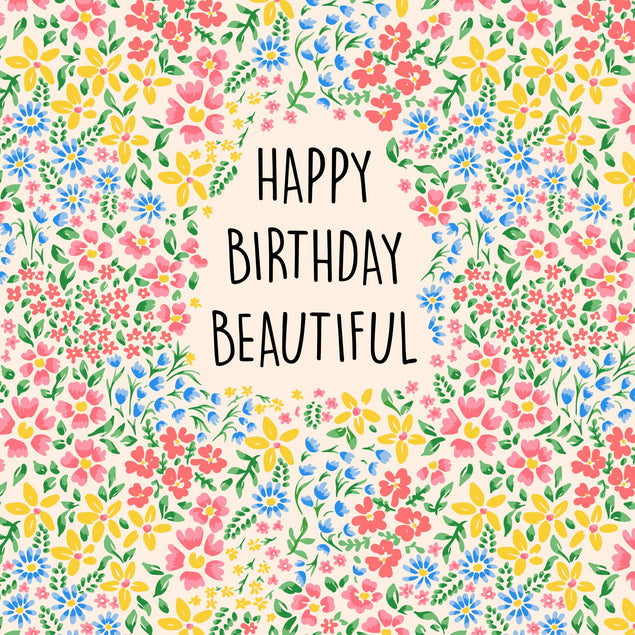 Happy Birthday Beautiful Colourful Flowers Card